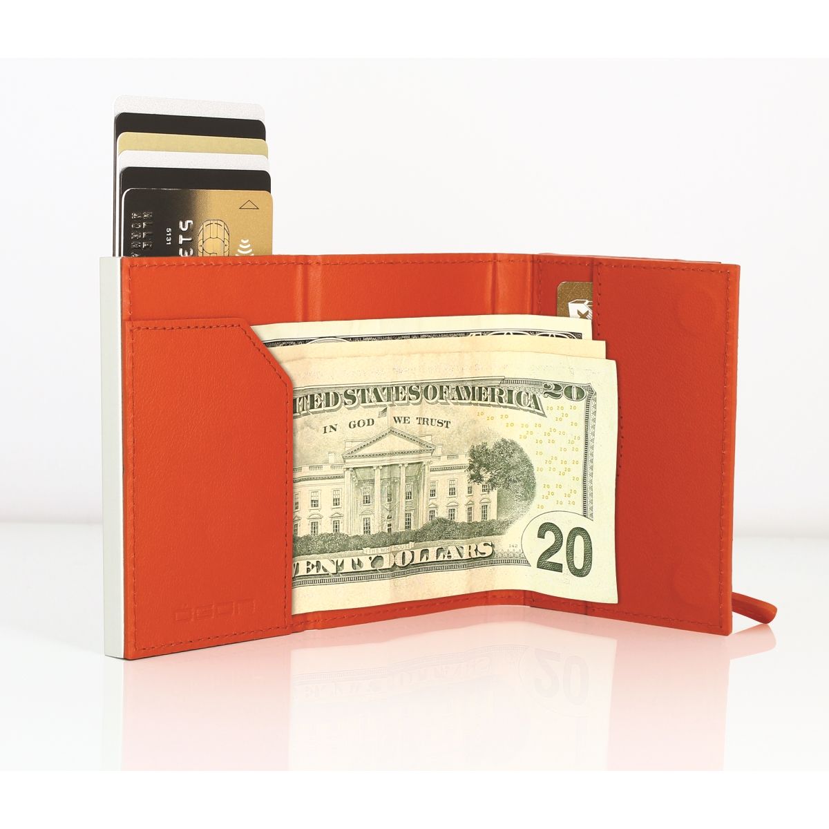 OGON Cascade Card Case Wallet With Zipper - Orange